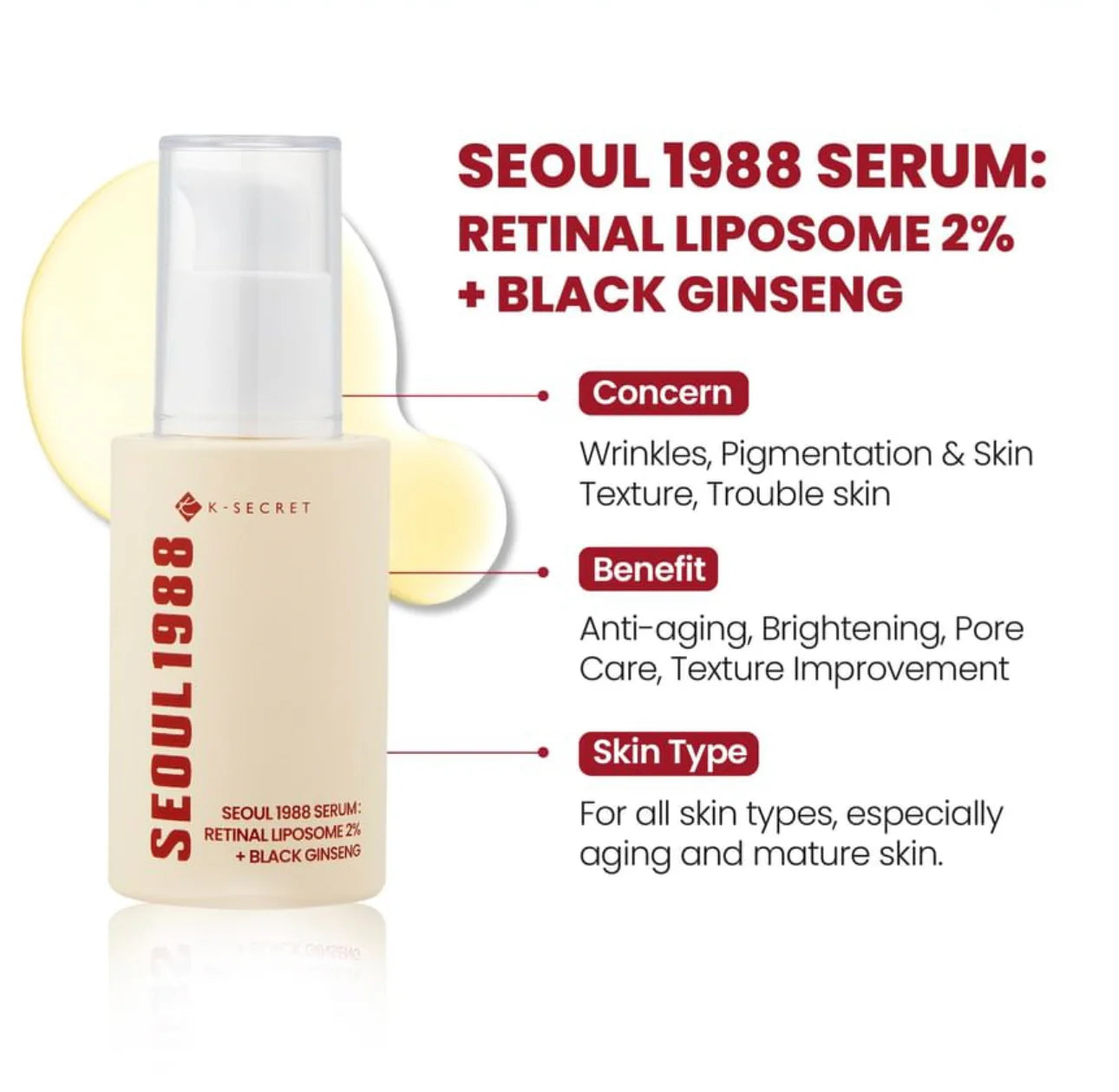 KSECRET - SEOUL 1988 Serum : Retinal Liposome 2% + Black Ginseng [30ml]