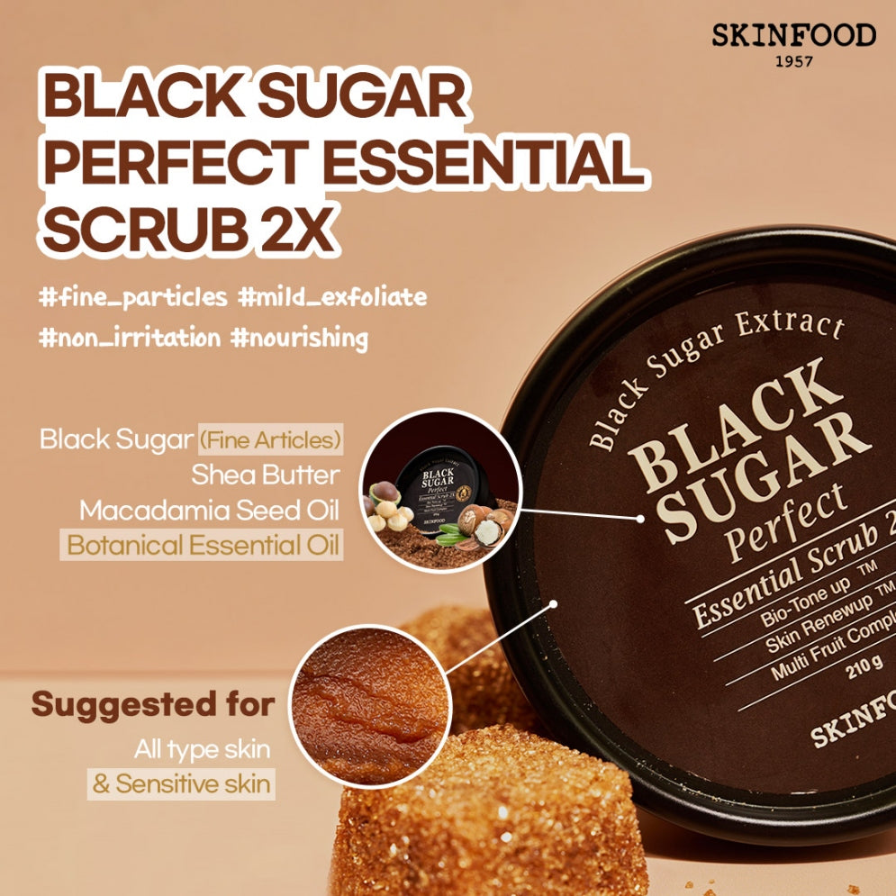 SKINFOOD - Black Sugar Perfect Essential Scrub 2X [210g]